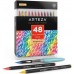 Arteza Real Brush Pens, 48 Colors for Watercolor Painting with Flexible Nylon Brush Tips, Paint Markers for Coloring, Calligraphy and Drawing with Water Brush for Artists and Beginner Painters