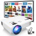 DR. J Professional HI-04 Mini Projector Outdoor Movie Projector with 100Inch Projector Screen, 1080P Supported Compatible with TV Stick, Video Games, HDMI,USB,TF,VGA,AUX,AV [Latest Upgrade]