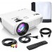DR. J Professional HI-04 Mini Projector Outdoor Movie Projector with 100Inch Projector Screen, 1080P Supported Compatible with TV Stick, Video Games, HDMI,USB,TF,VGA,AUX,AV [Latest Upgrade]