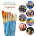 BOSOBO Paint Brushes Set, 2 Pack 20 Pcs Round Pointed Tip Paintbrushes Nylon Hair Artist Acrylic Paint Brushes for Acrylic Oil Watercolor, Face Nail Art, Miniature Detailing & Rock Painting, Blue