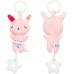 WILNARA 6 Pack Rattle Toys Hanging Bell Animal + Music Teethers Rabbit Toy for 0-12 Months Baby Stroller Gift
